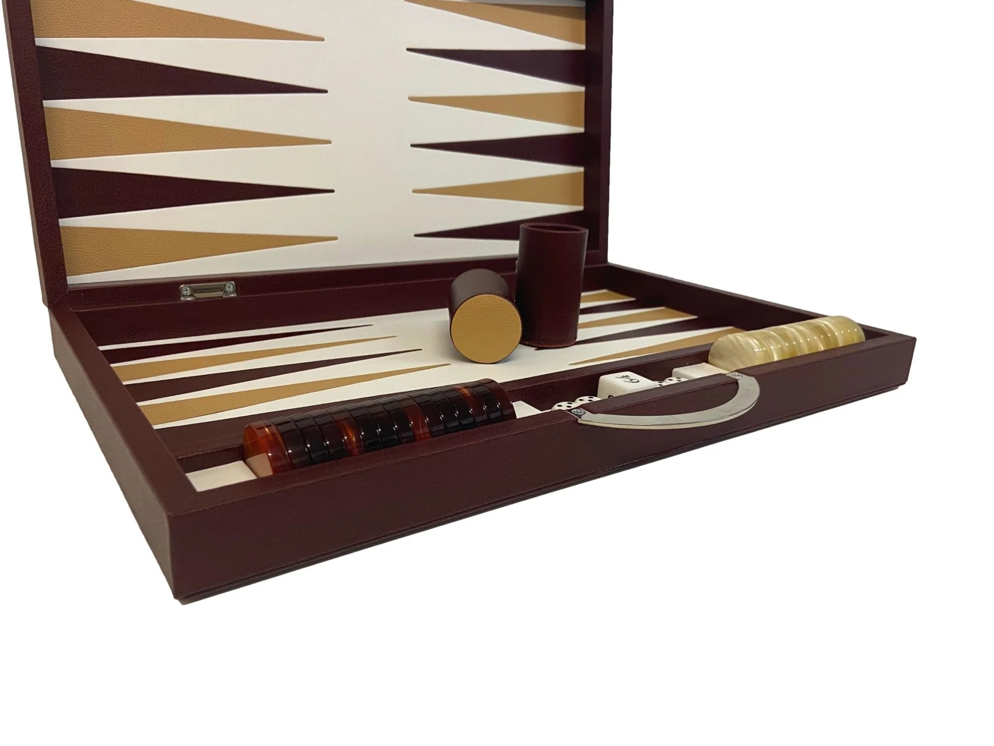 Backgammon Cuir véritable GM - Bordeaux - Renzo Romagnoli - Image 3