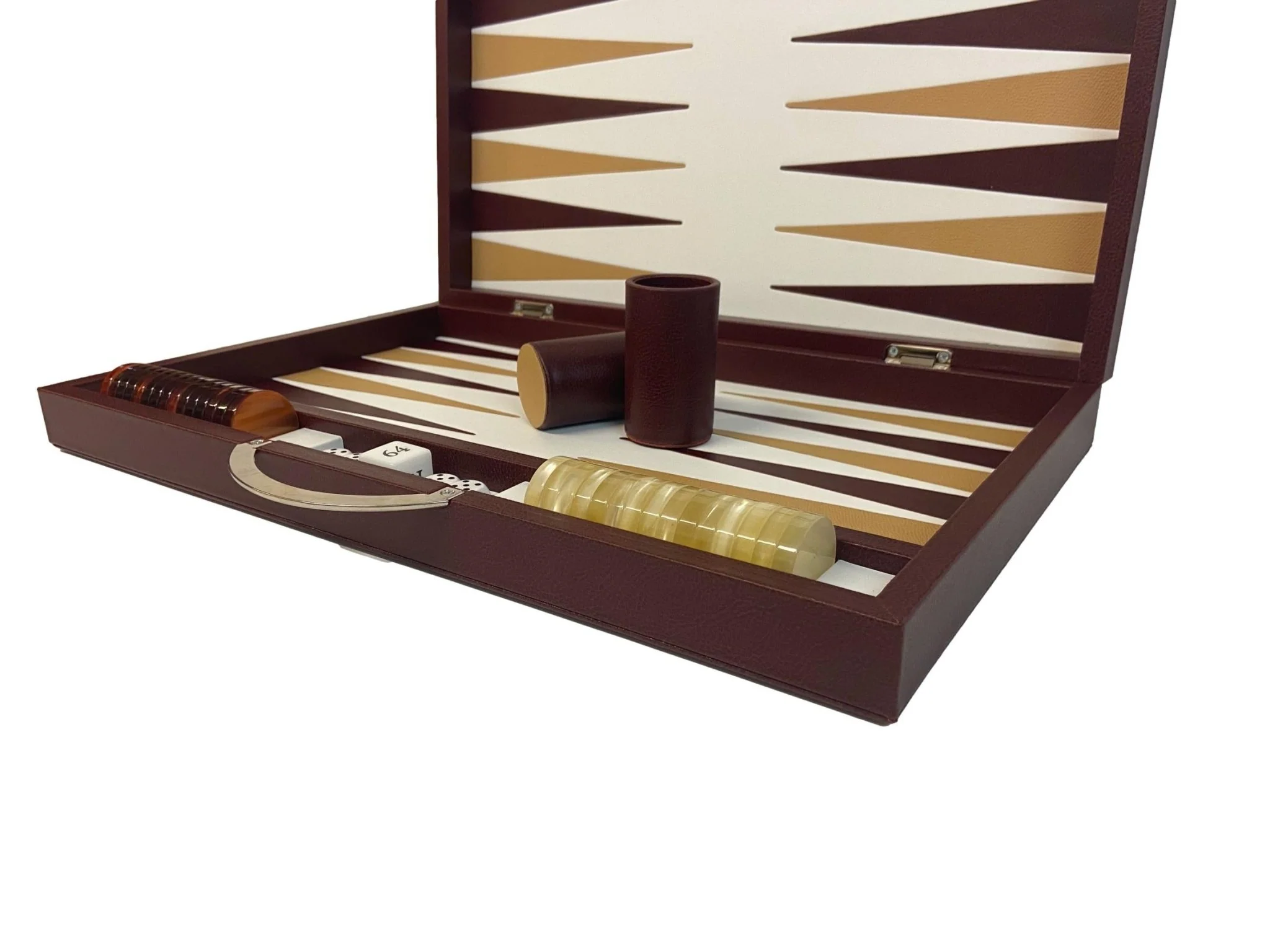 Backgammon Cuir véritable GM - Bordeaux - Renzo Romagnoli - Image 4
