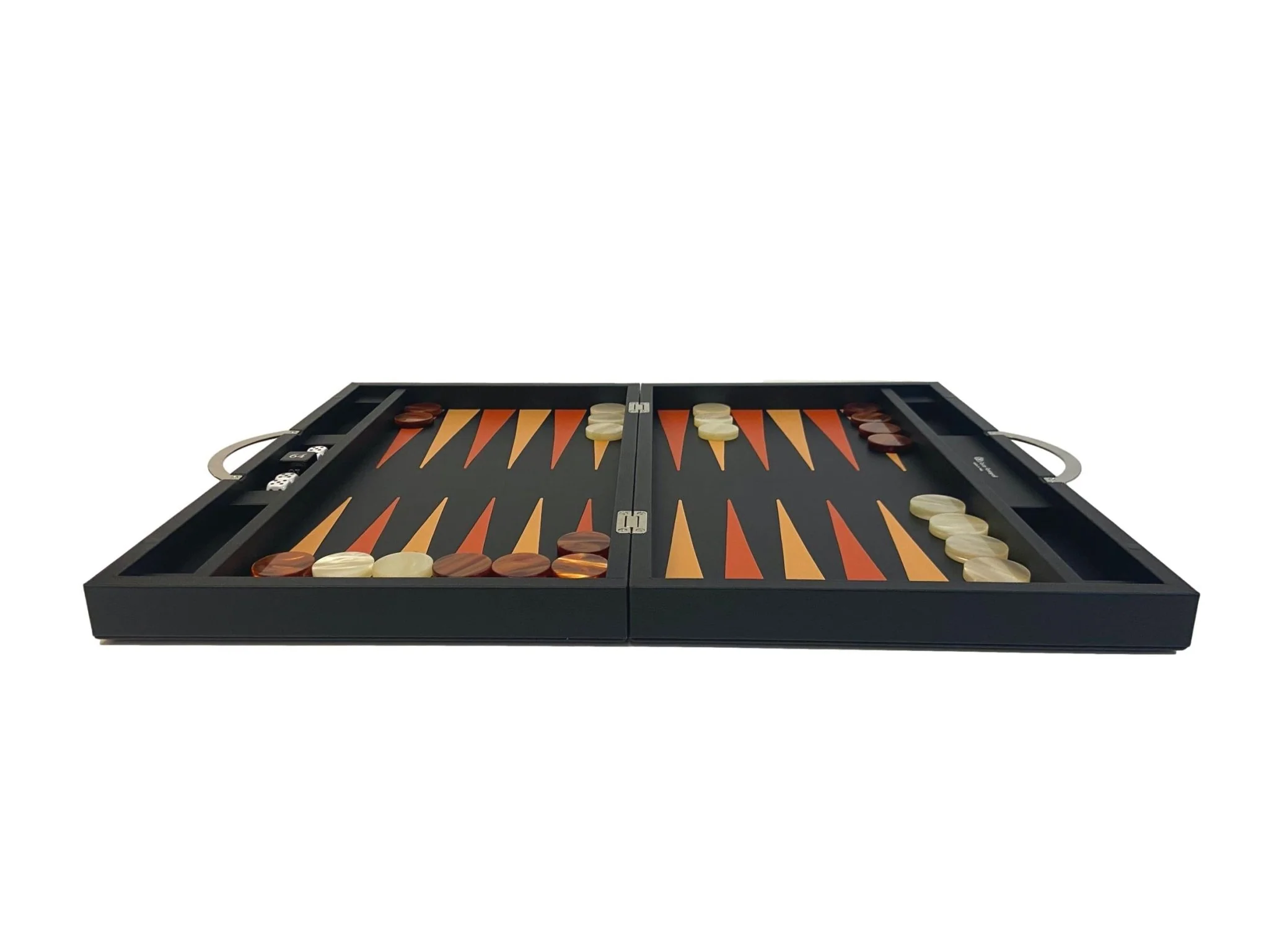 Backgammon Cuir véritable GM - Noir Ancien - Renzo Romagnoli - Image 12