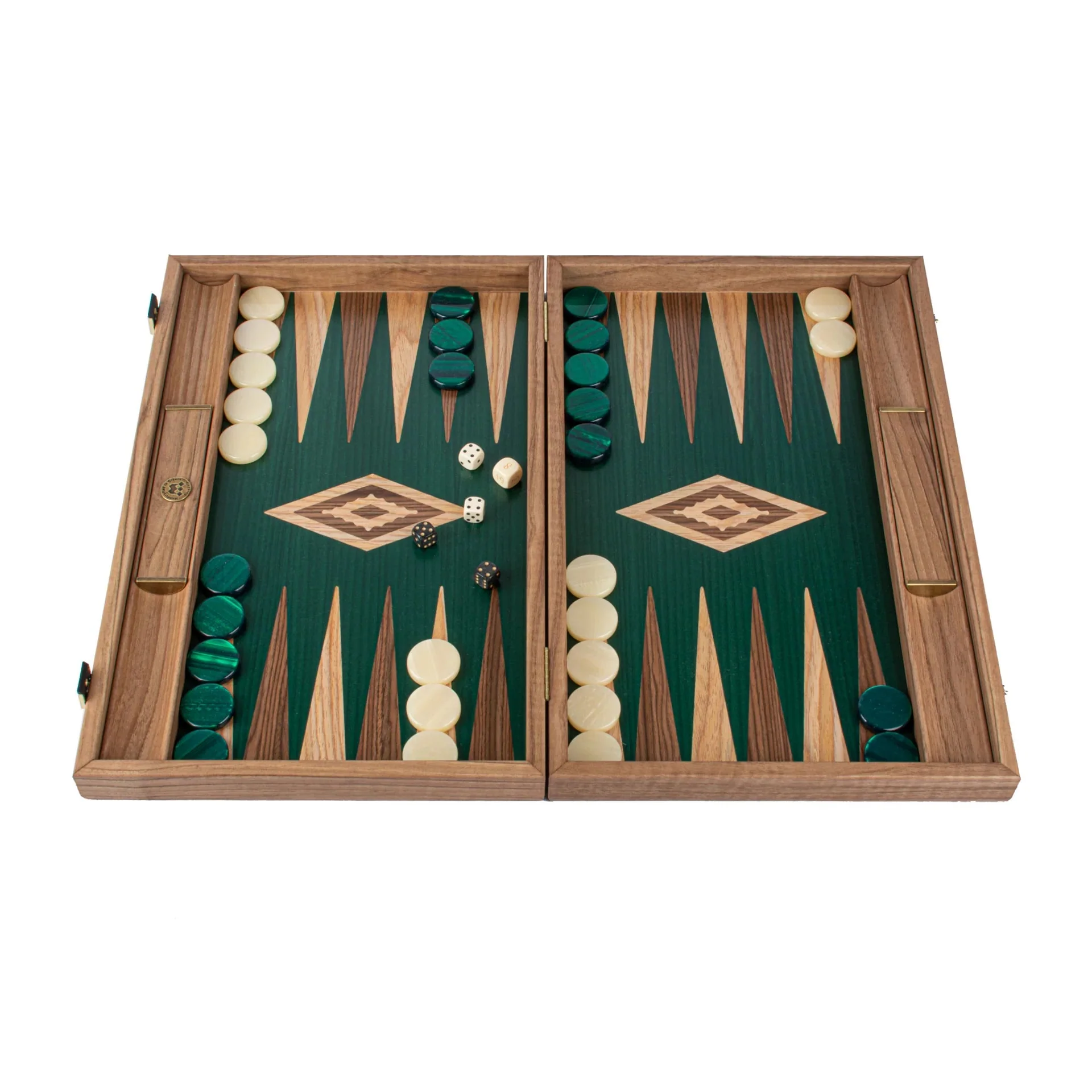 Backgammon en noyer - Vert