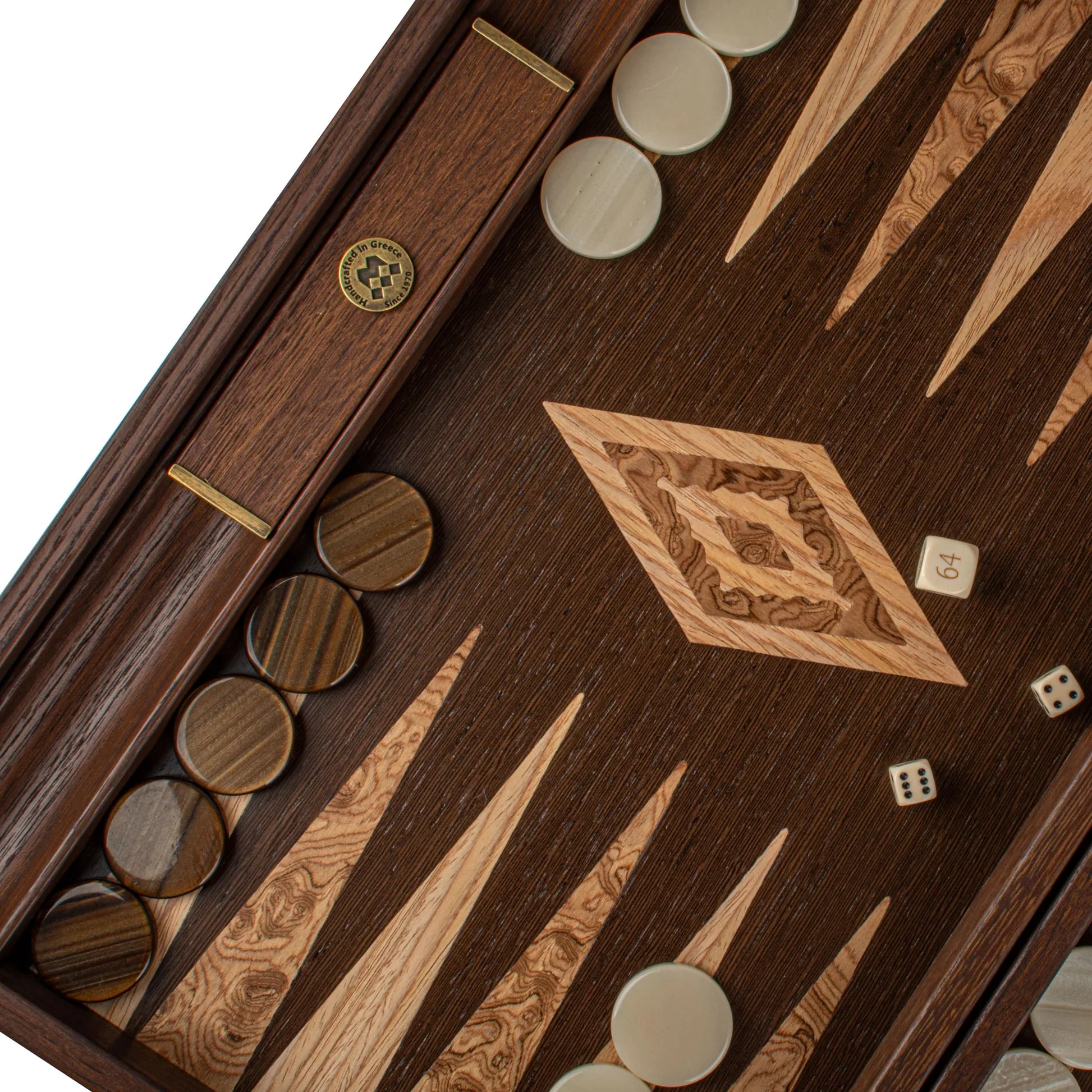 Backgammon en bois de wengé et ronce de noyer - Image 3