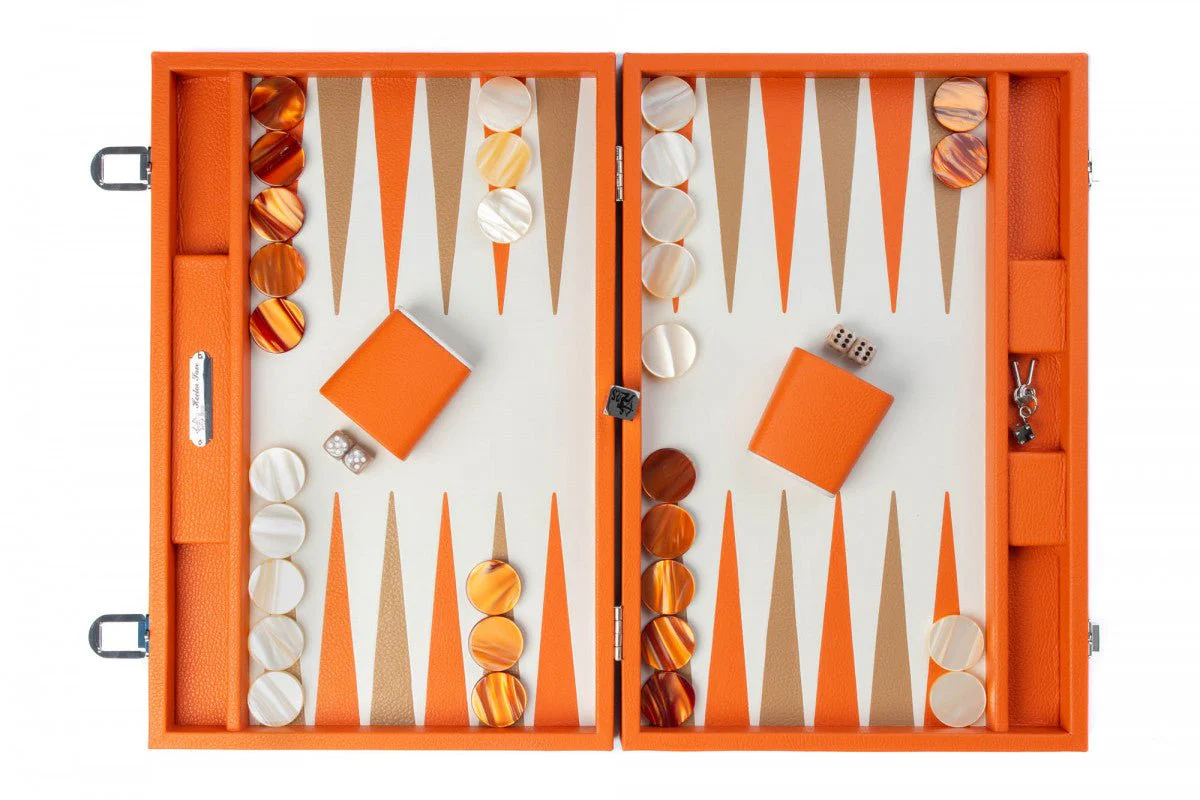 Backgammon Hector Saxe - Buffle Orange - Grand - Image 2