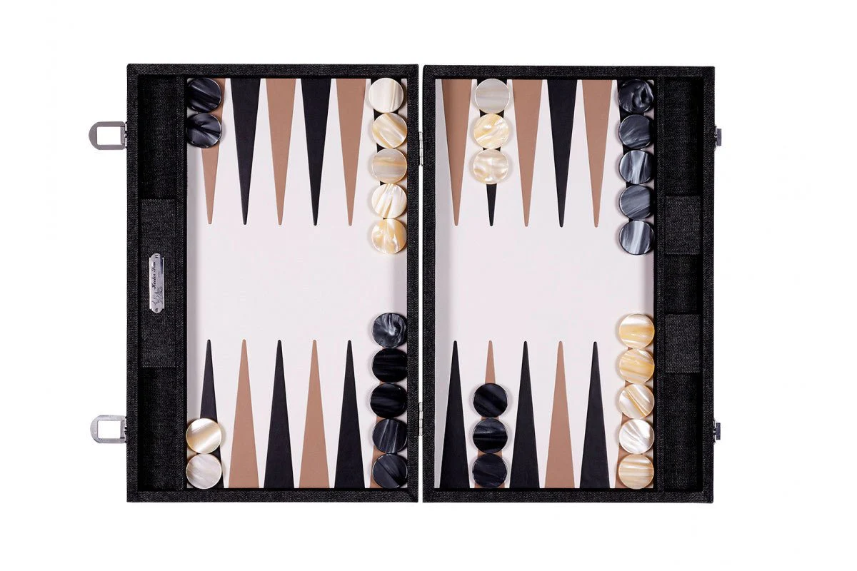 Backgammon Hector Saxe  - Jean's Noir / Cuir - Grand - Image 3
