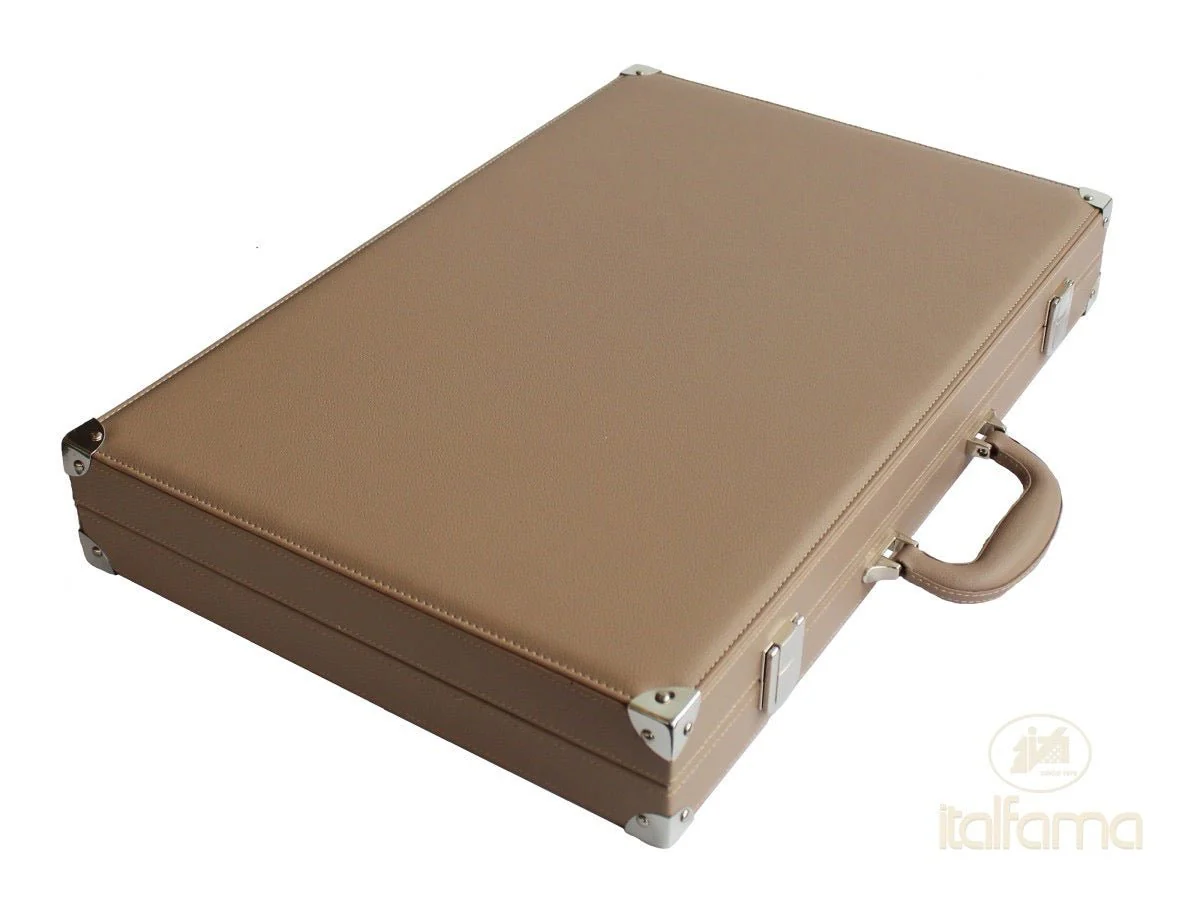 Backgammon luxe style cuir Compétition - Beige et Taupe - Image 4