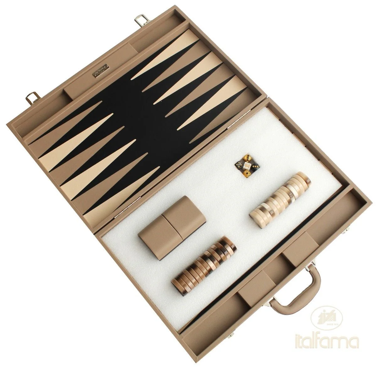 Backgammon luxe style cuir Compétition - Beige et Taupe - Image 5