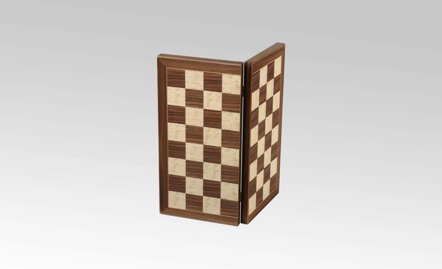 Coffret d'échecs en bois pliant - Ulbrich - Noyer / Erable moucheté