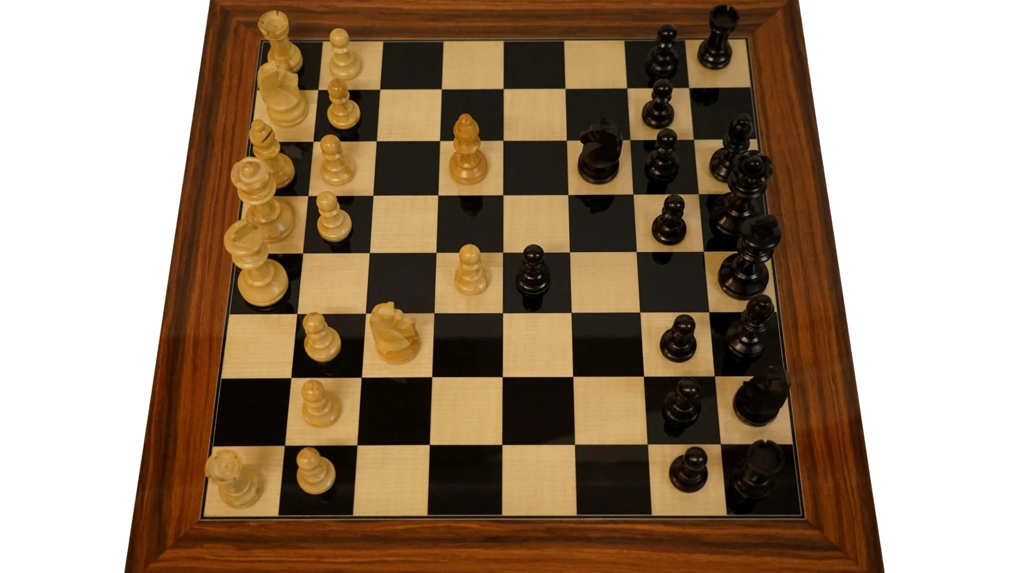 Ensemble jeu d'échecs en poirier teinté et sycomore - Bords palissandre dos santos - laqué - Pièces en Buis - Chavet - Image 6