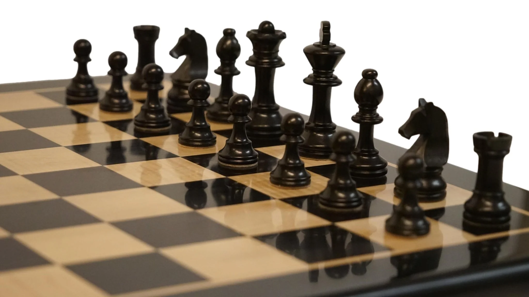 Ensemble jeu d'échecs en ébène et sycomore - laqué - Pièces en Buis - Chavet - Image 4