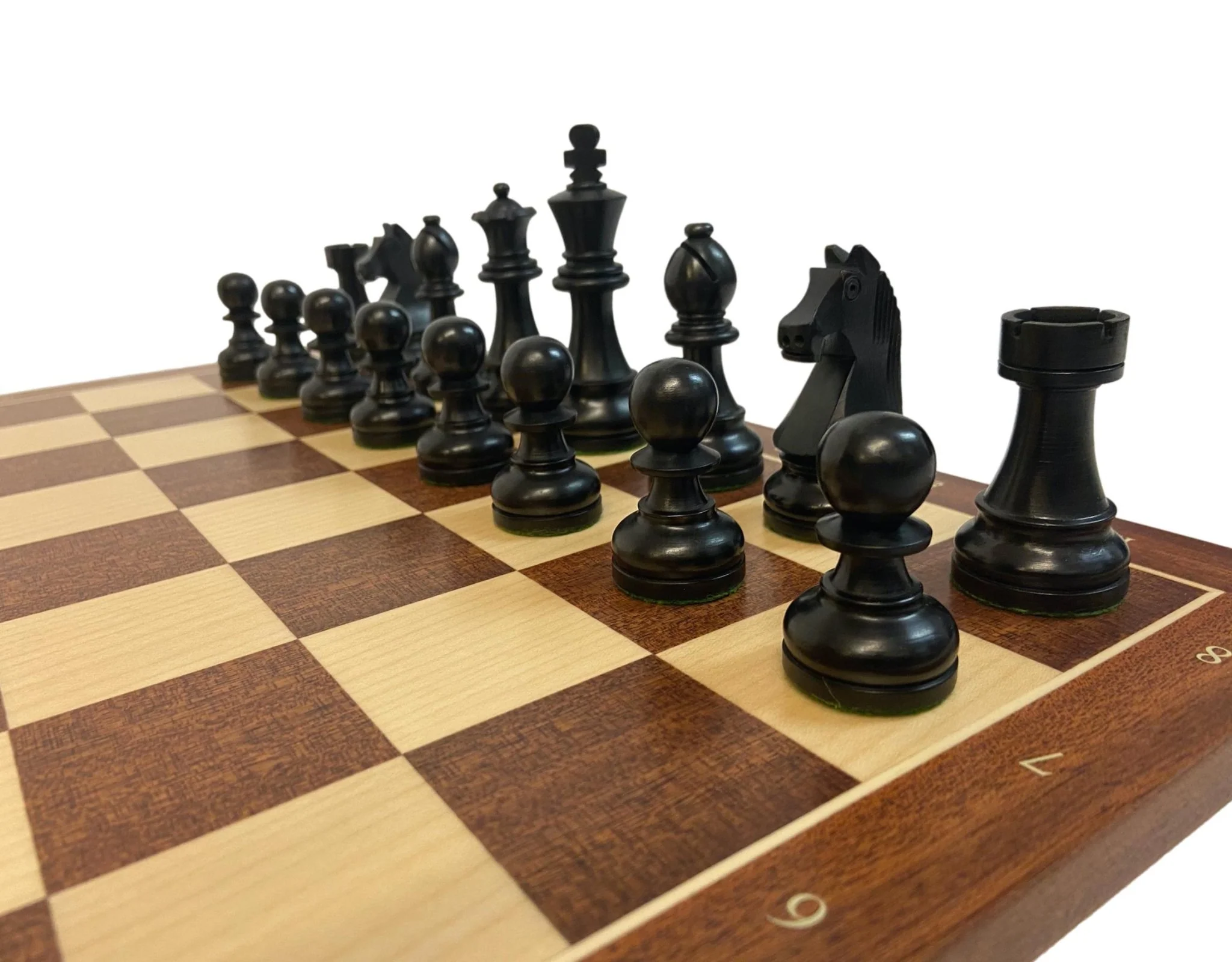 Ensemble jeu d'échecs Club en acajou - Bords Fins - Pièces buis teinté - Noir - Image 12