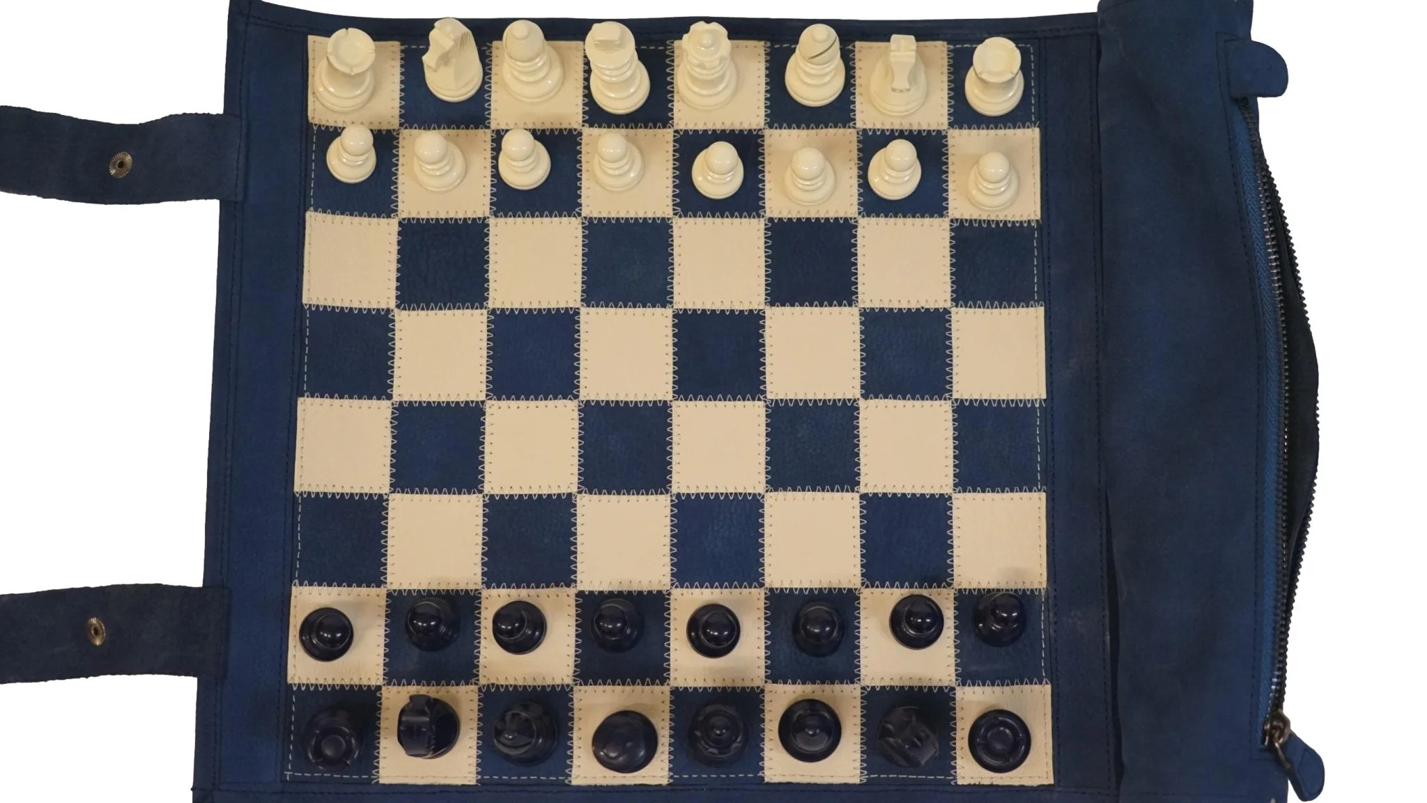Ensemble jeu d'échecs en cuir - magnétique - Bleu - mélia games - Image 3