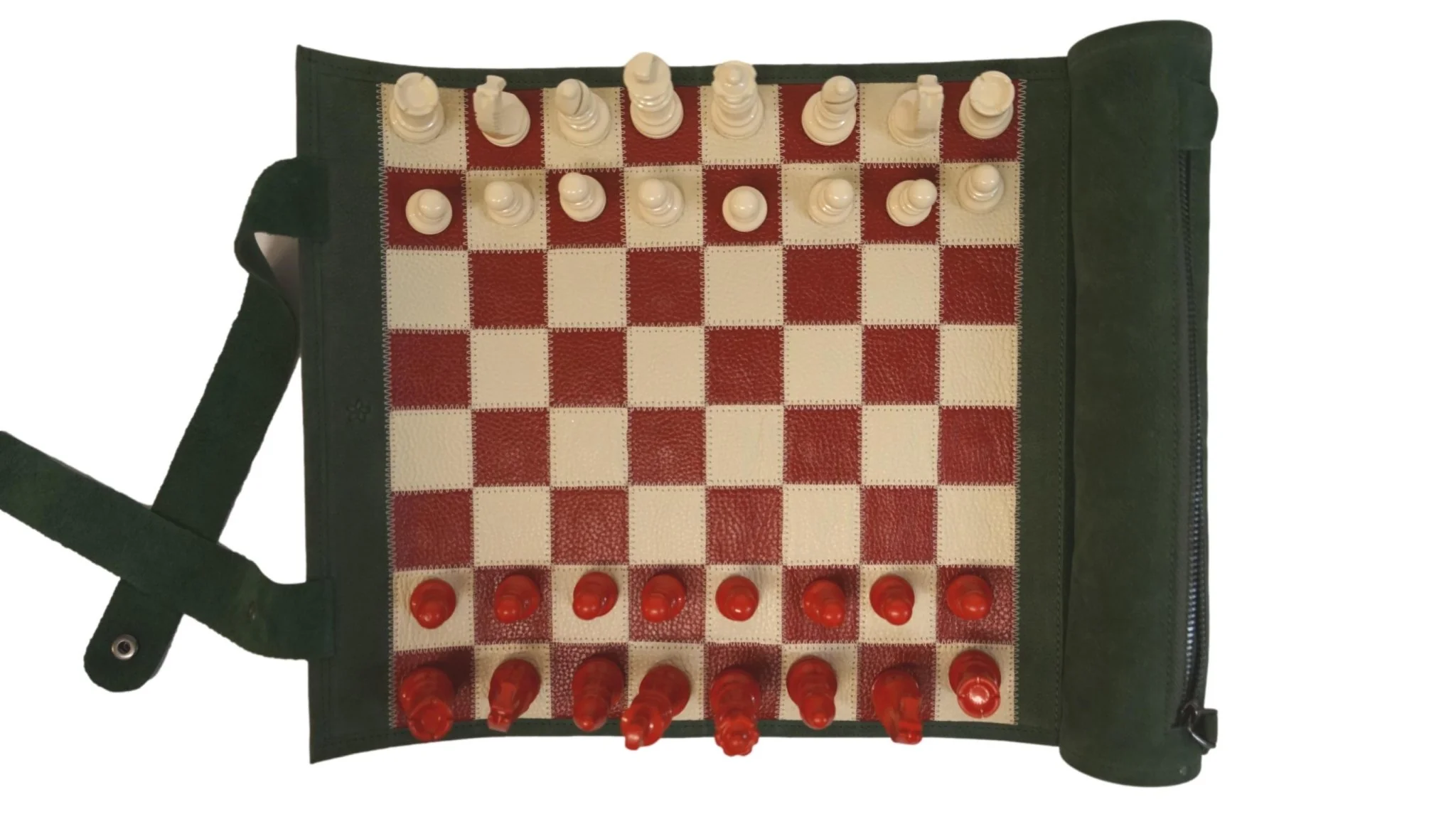 Ensemble jeu d'échecs en cuir - magnétique - Vert / Rouge - mélia games - Image 3