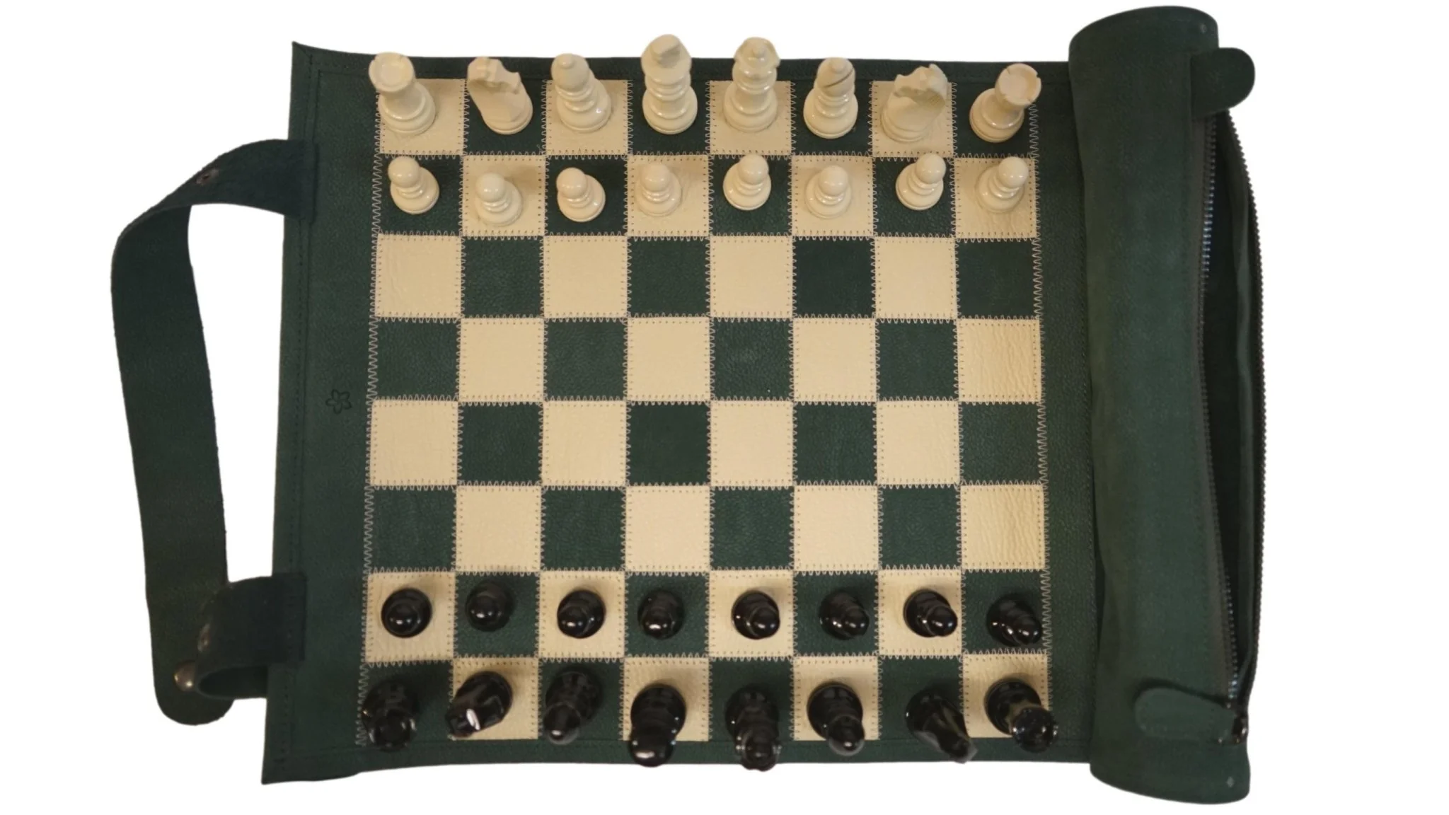 Ensemble jeu d'échecs en cuir - magnétique - Vert - mélia games - Image 2