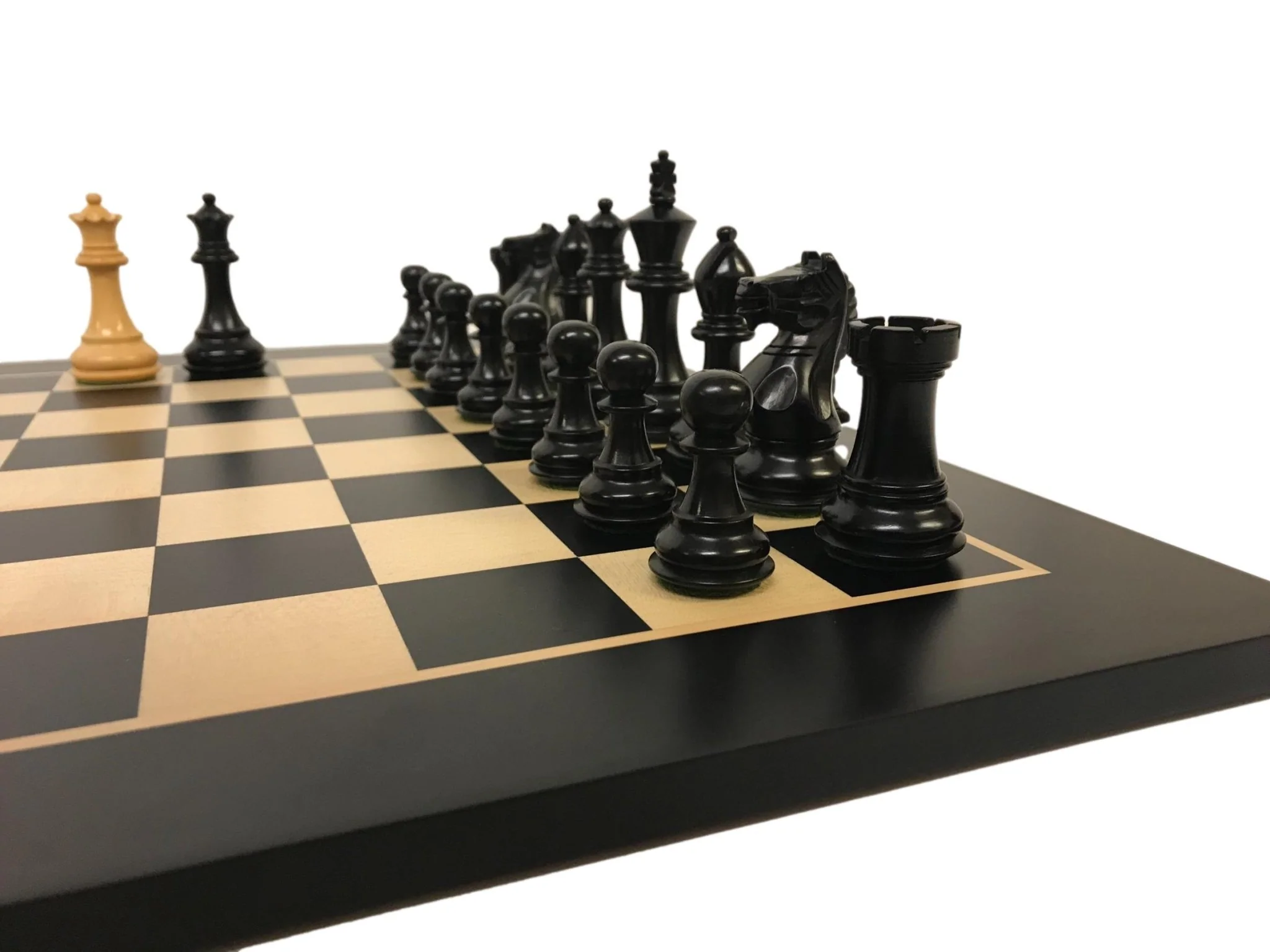 Ensemble jeu d'échecs Suprême en poirier teinté et sycomore - Pièces en Buis teinté - Noir - Image 3