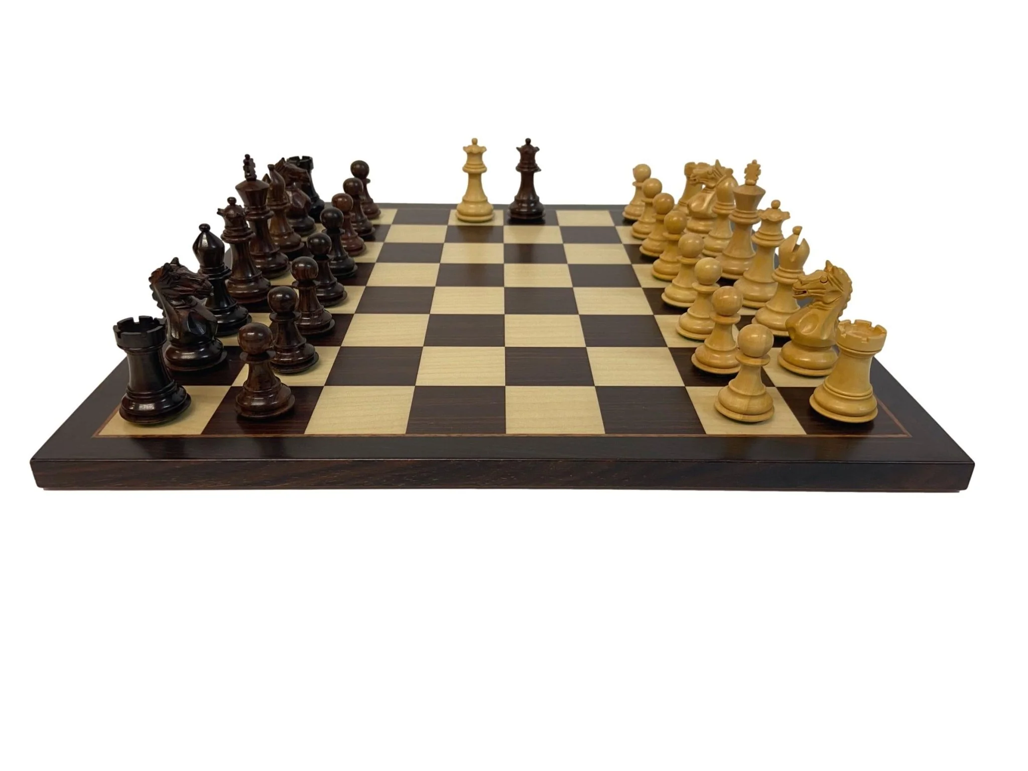 Ensemble jeu d'échecs Suprême en palissandre et sycomore - Bords Fins - Pièces Palissandre et Buis
