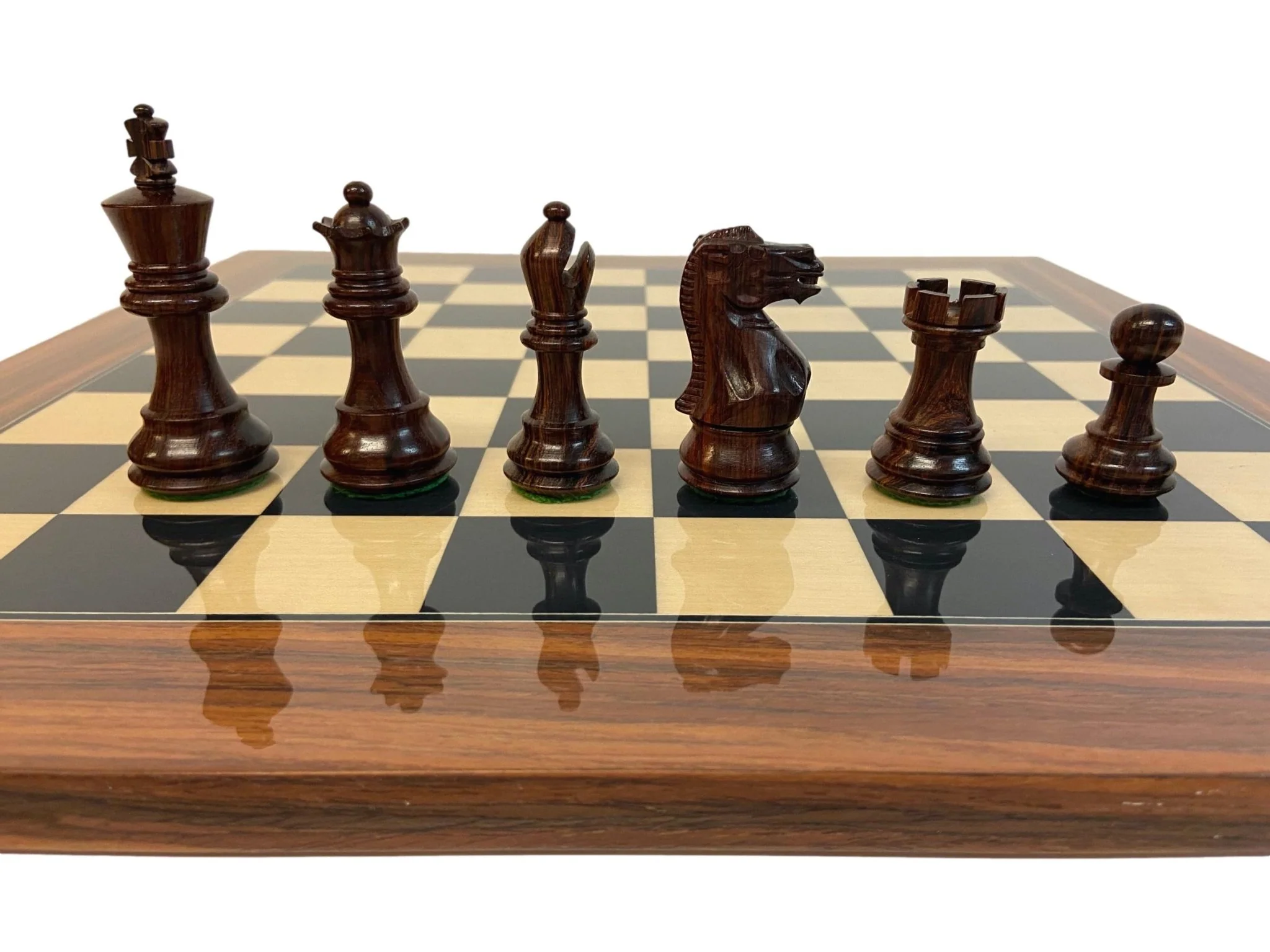 Ensemble jeu d'échecs Ultime en sycomore et poirier teinté - Bords palissandre de Santos - laqué - Pièces en buis et Palissandre - Image 9