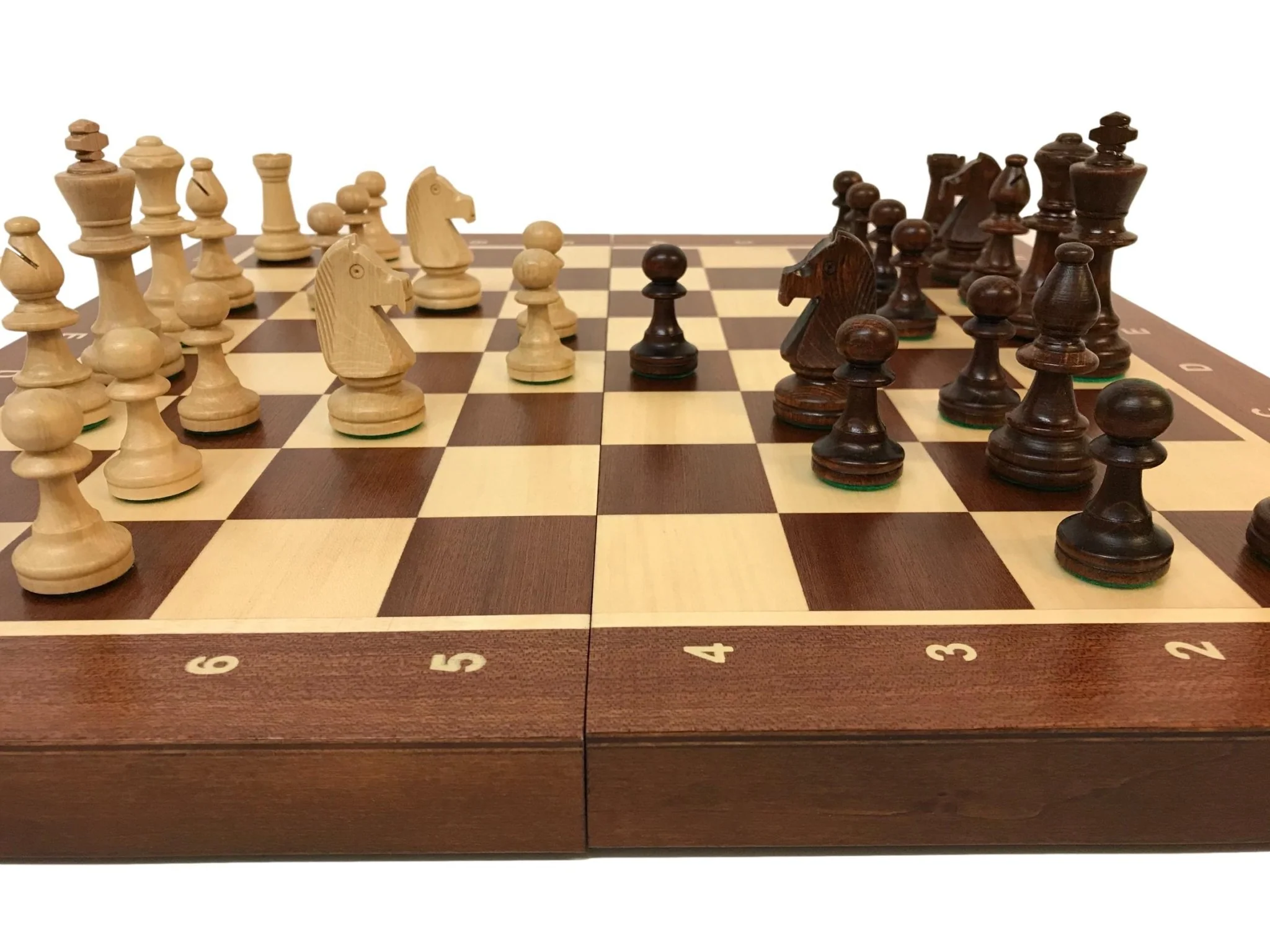 Ensemble jeu d'échecs en sycomore et acajou - Coffre pliant - Lettré chiffré - Image 8