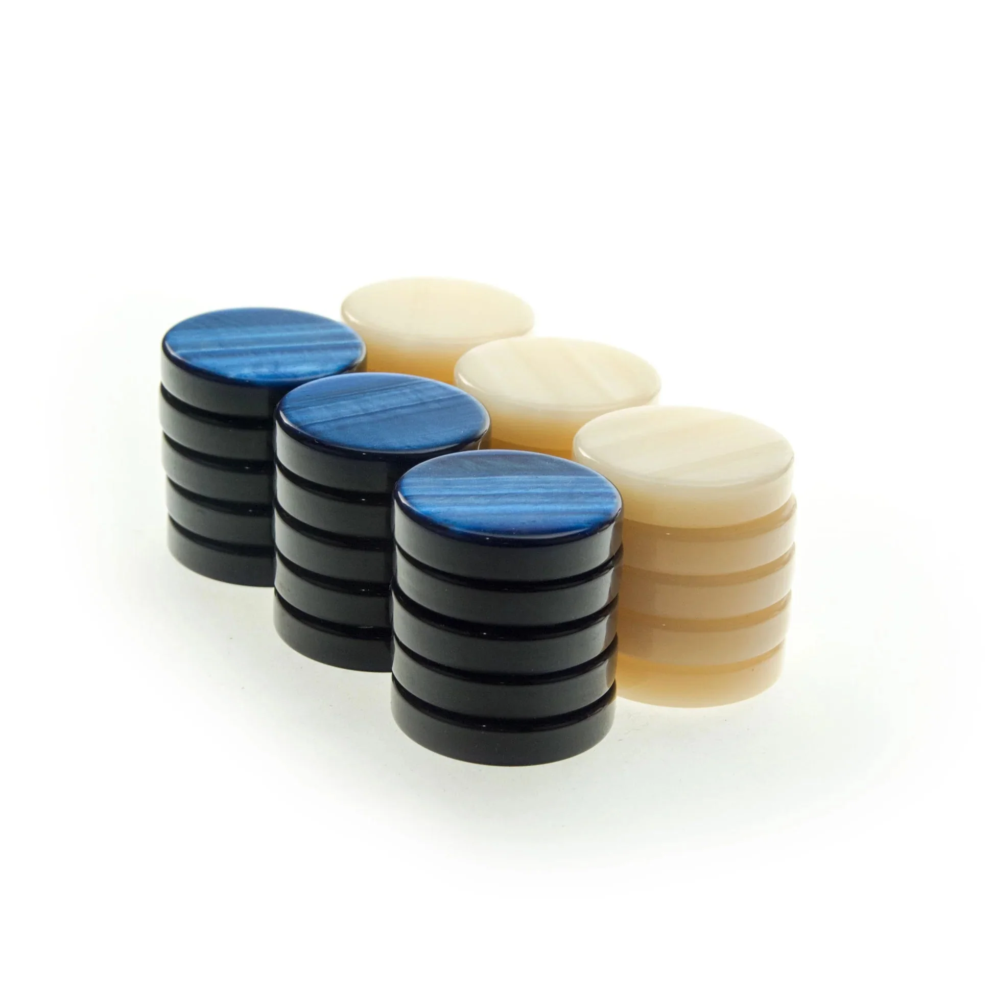 Pions de backgammon nacrés - Acrylique - Bleu