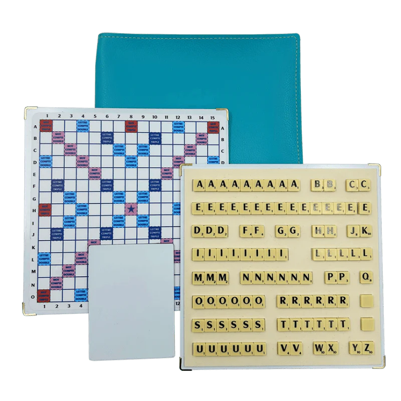 Scrabble Duplicate ou de Voyage en Cuir Vegan - Magnétique - Turquoise