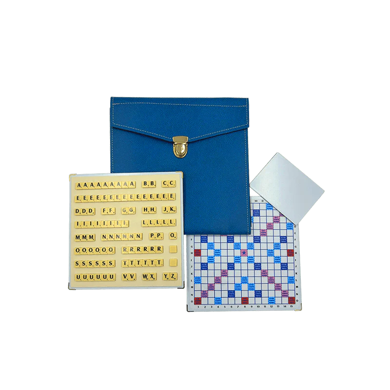 Scrabble Duplicate ou de Voyage en Cuir Vegan - Magnétique - Bleu