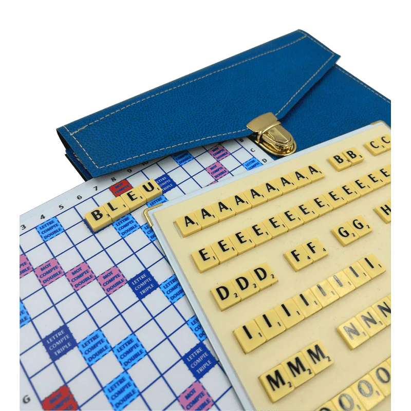 Scrabble Duplicate ou de Voyage en Cuir Vegan - Magnétique - Bleu - Image 4