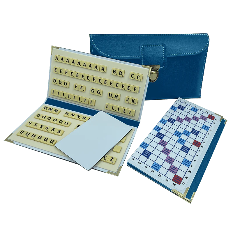 Scrabble Duplicate ou de Voyage en Cuir Vegan - Magnétique - Pliant - Bleu - Image 2