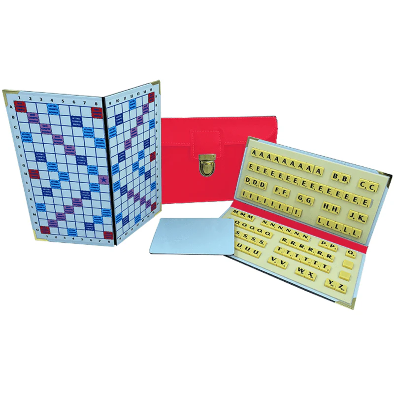 Scrabble Duplicate ou de Voyage en Cuir Vegan - Magnétique - Pliant - Corail - Image 2