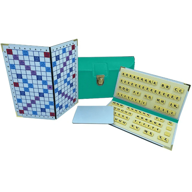 Scrabble Duplicate ou de Voyage en Cuir Vegan - Magnétique - Pliant - Emeraude - Image 2