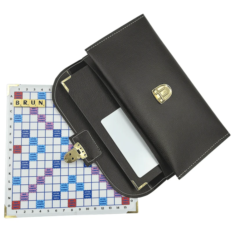 Scrabble Duplicate ou de Voyage en Cuir Vegan - Magnétique - Pliant - Marron