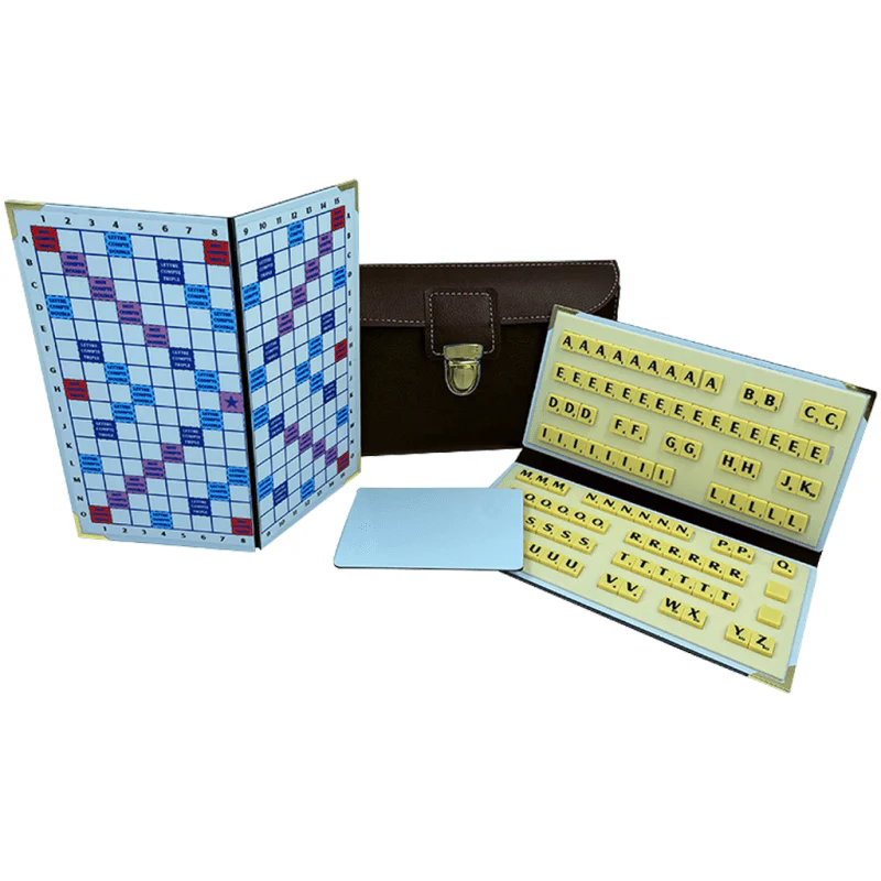 Scrabble Duplicate ou de Voyage en Cuir Vegan - Magnétique - Pliant - Marron - Image 2