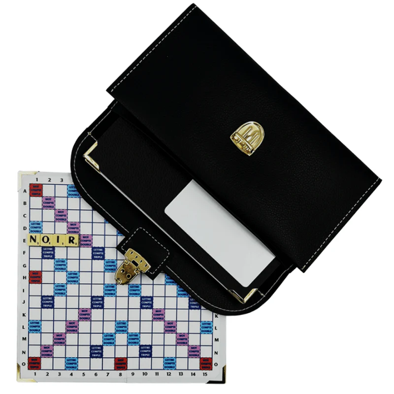 Scrabble Duplicate ou de Voyage en Cuir Vegan - Magnétique - Pliant - Noir