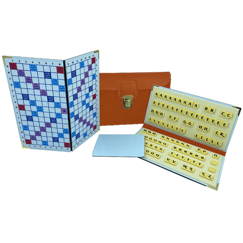 Scrabble Duplicate ou de Voyage en Cuir Vegan - Magnétique - Pliant - Orange - Image 2