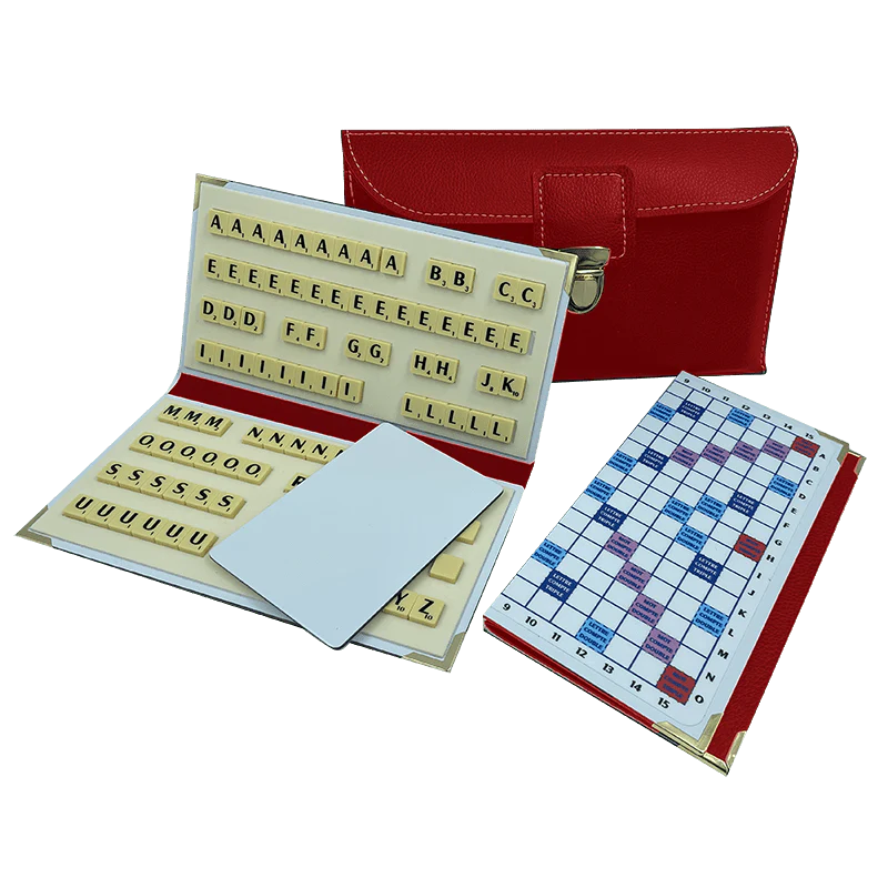 Scrabble Duplicate ou de Voyage en Cuir Vegan - Magnétique - Pliant - Rouge - Image 2