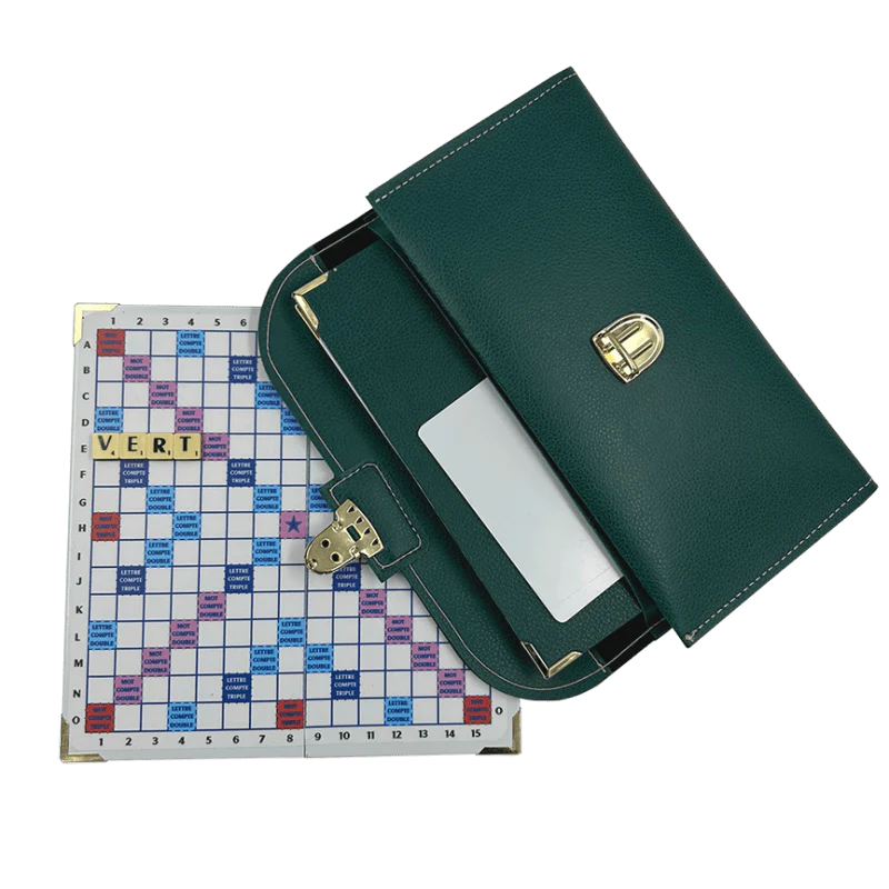 Scrabble Duplicate ou de Voyage en Cuir Vegan - Magnétique - Pliant - Vert