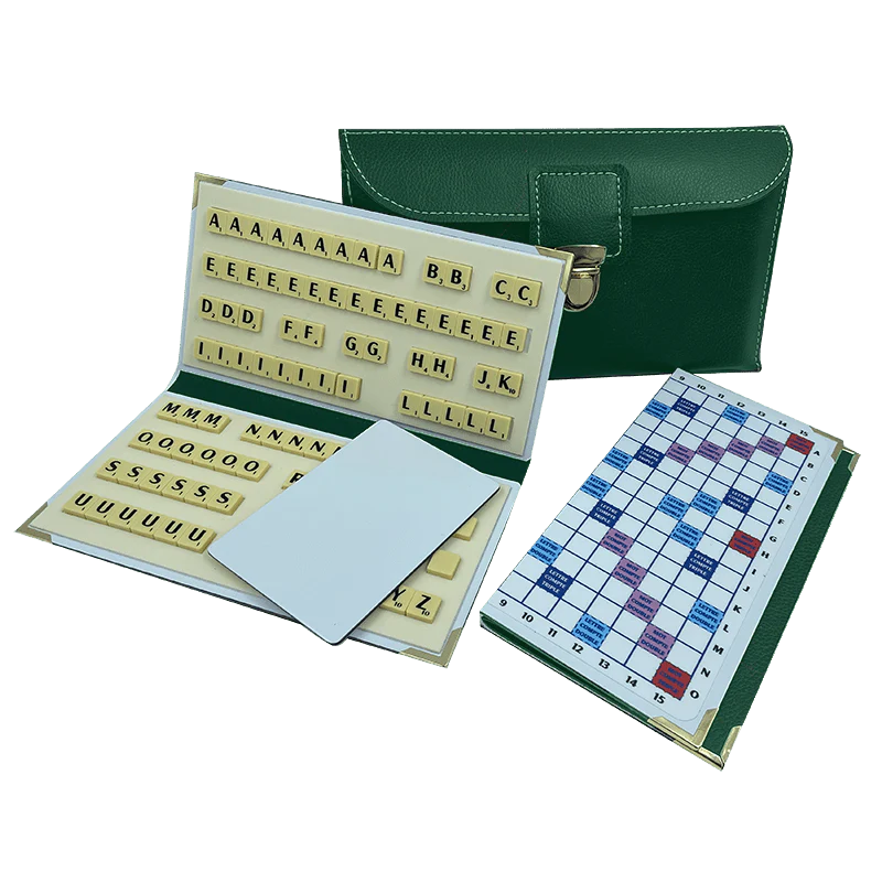 Scrabble Duplicate ou de Voyage en Cuir Vegan - Magnétique - Pliant - Vert - Image 2